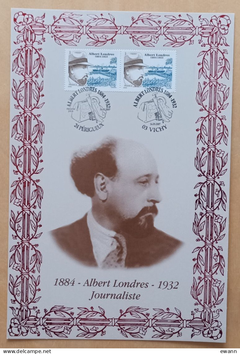 FDC Sur Encart AMIS - YT N°4027 - ALBERT LONDRES - 2007 - 2000-2009