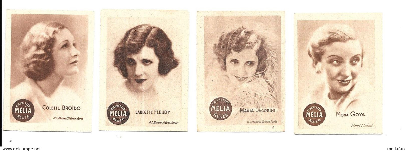 GF2178 - CARTES CIGARETTES MELIA - MONA GOYA - LAURETTE FLEURY - COLETTE BROIDO - MARIA JACOBINI - Melia