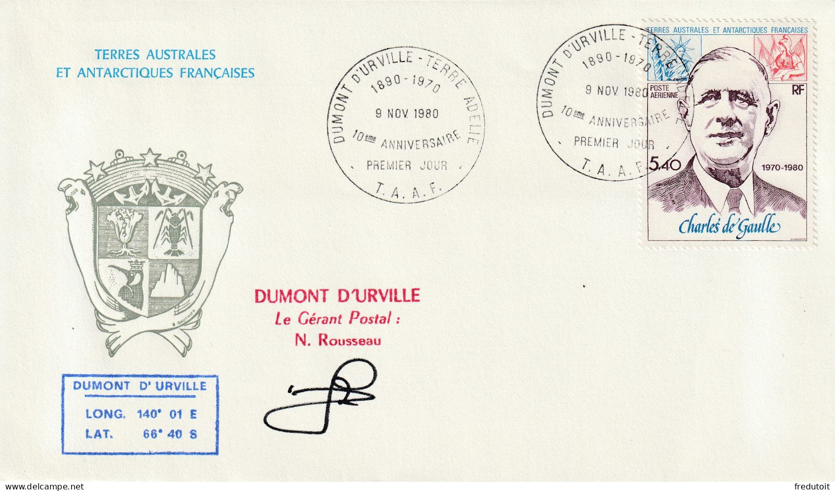 FDC - TAAF - PA N°61  (1980) Général De Gaulle - FDC
