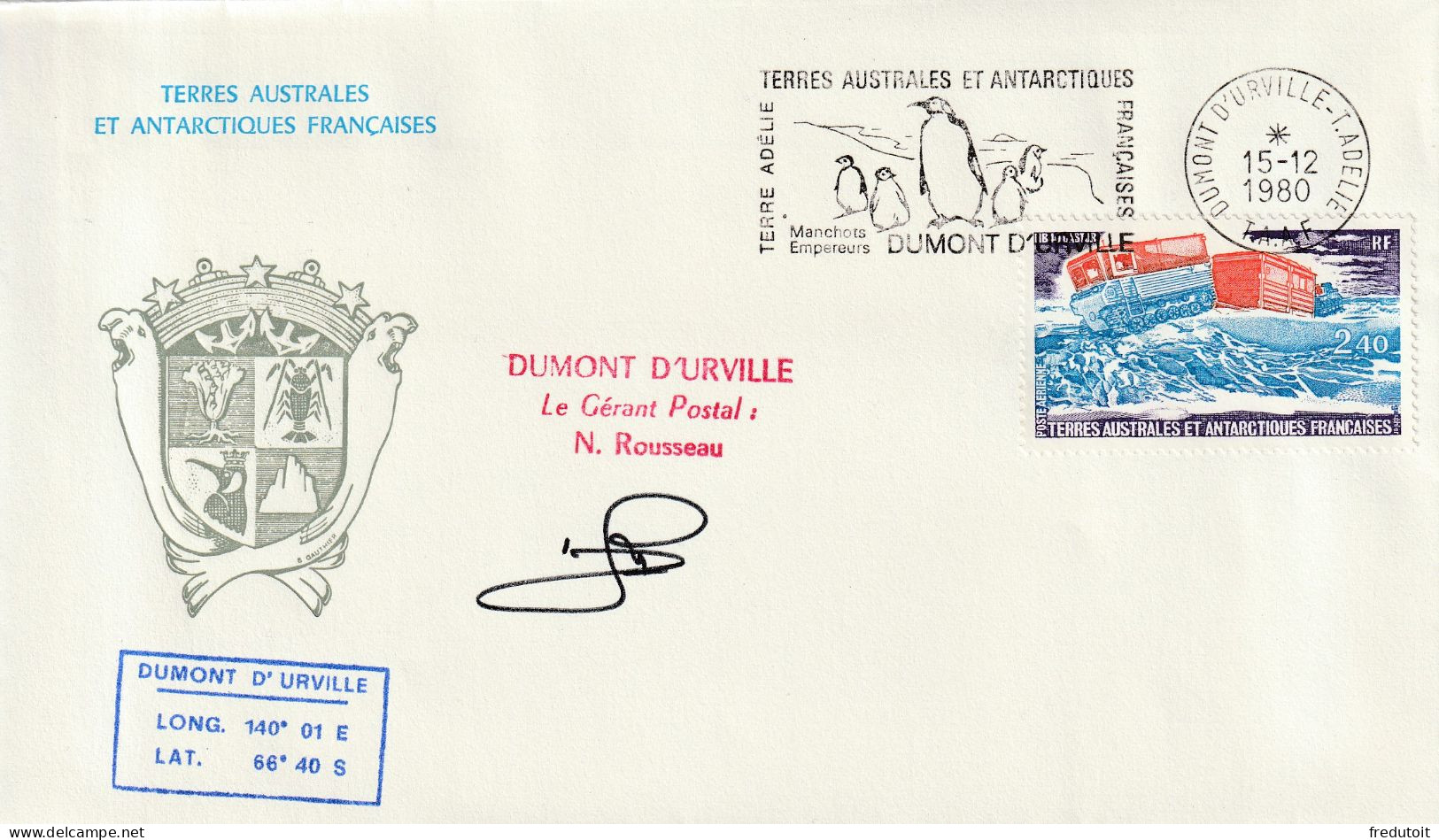 FDC - TAAF - PA N°62  (1980) Véhicule Du Raid - FDC