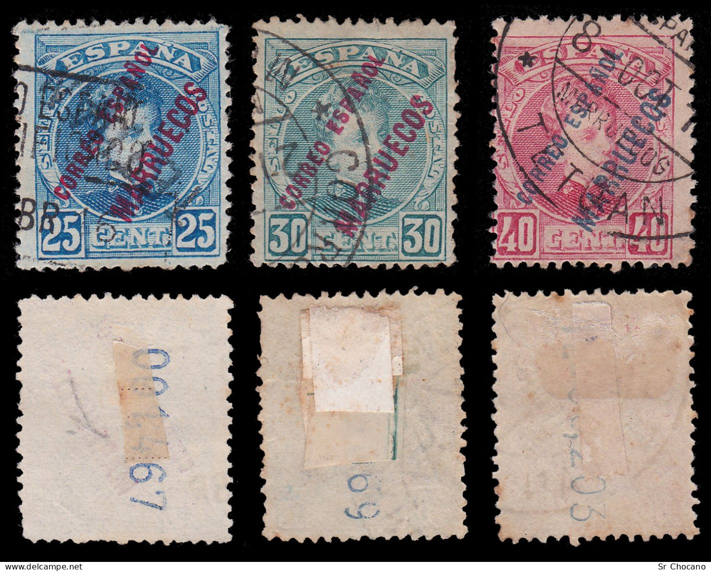 España.MARRUECOS.1903-09.Lote 12 Matasello.Edifil.1-12 - Spanisch-Marokko