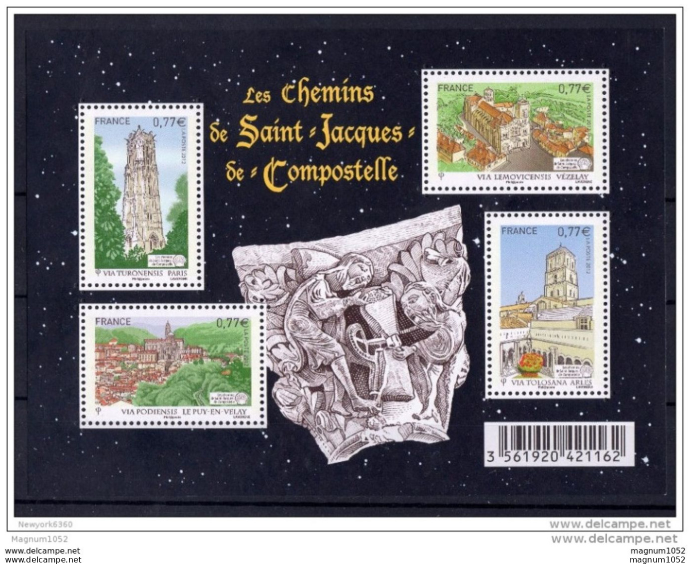 VARIETE BC COMPOSTELLE ND SANS LE NOIR - SANS FACIALE- LEGENDE + COULEUR BRUN NOIRE +SANS L ORANGE SUR LEGENDE - Unused Stamps