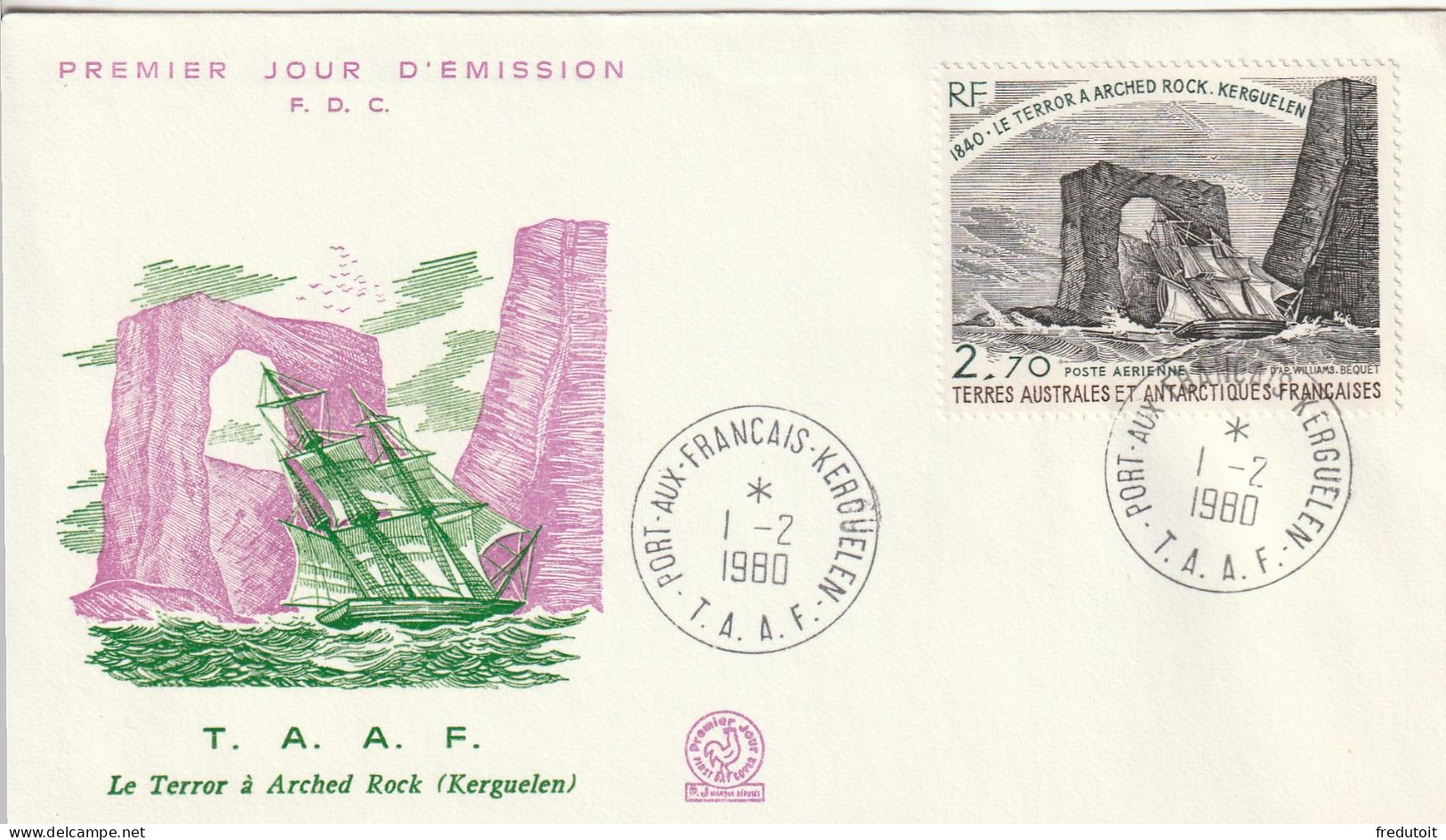 FDC - TAAF - PA N°59  (1980) Le Voilier "le Terror" - FDC