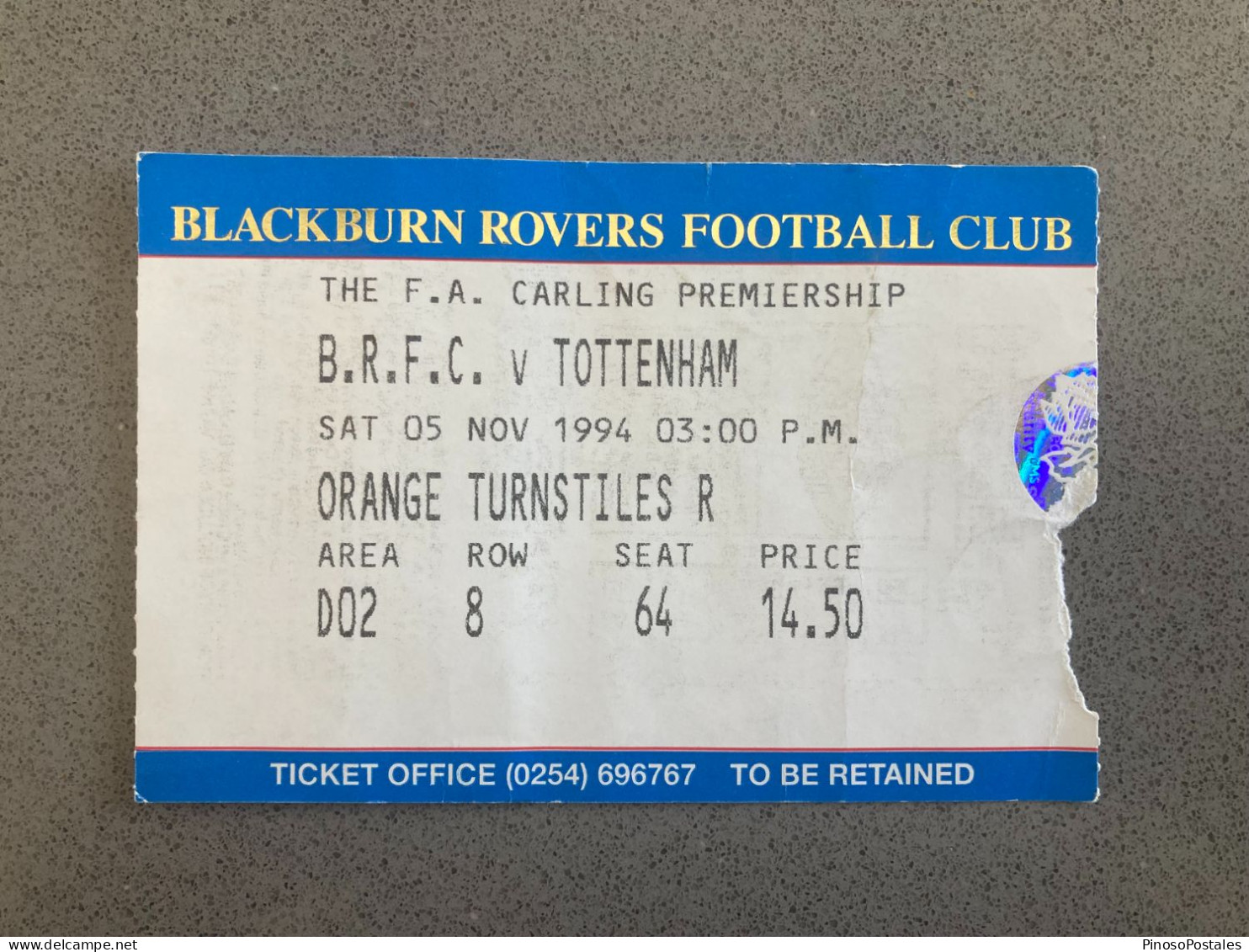 Blackburn Rovers V Tottenham Hotspur 1994-95 Match Ticket - Eintrittskarten