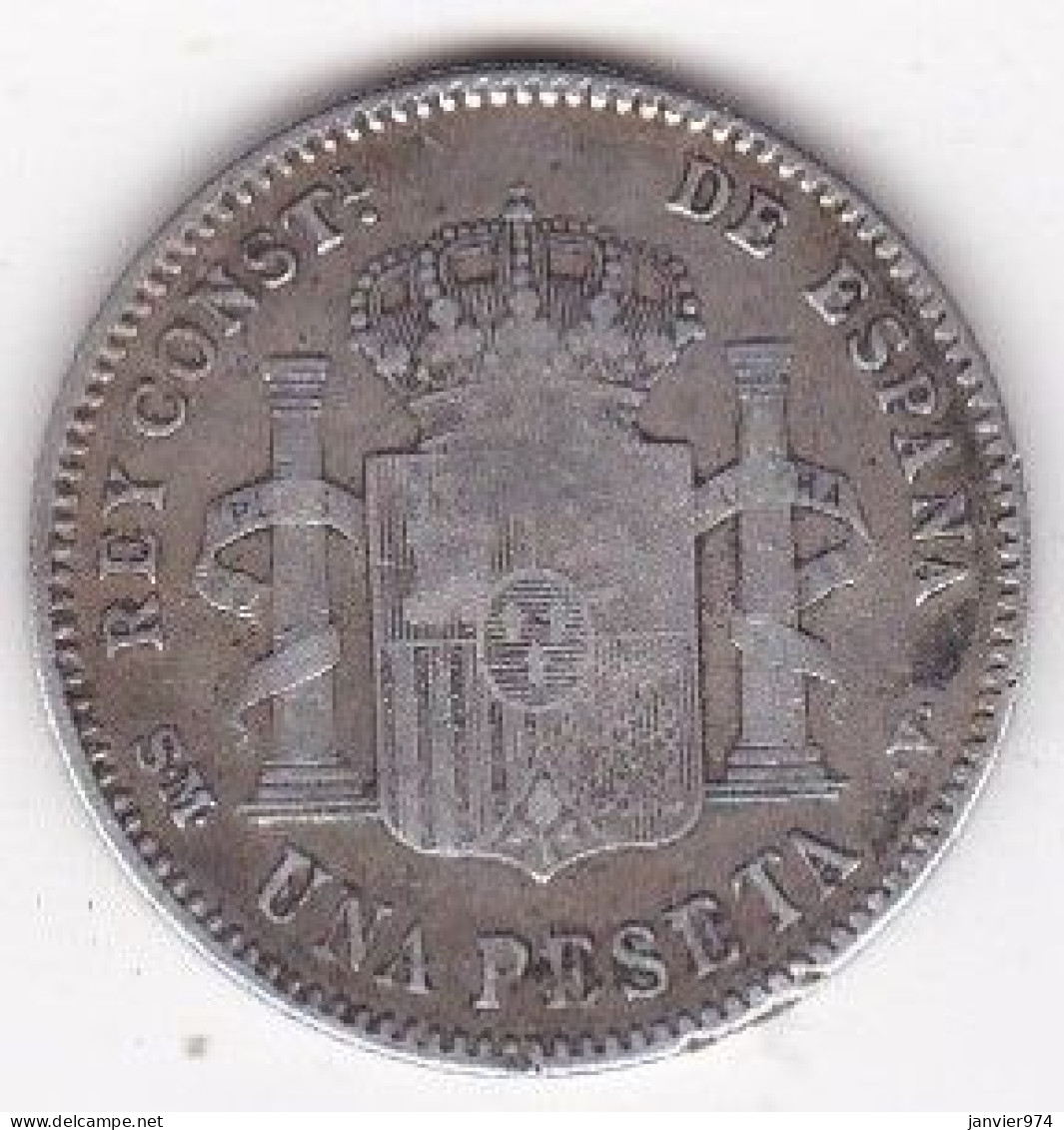 Espagne , 1 Peseta 1900 SM.V . Alfonso XII , En Argent, KM# 706 - Premières Frappes