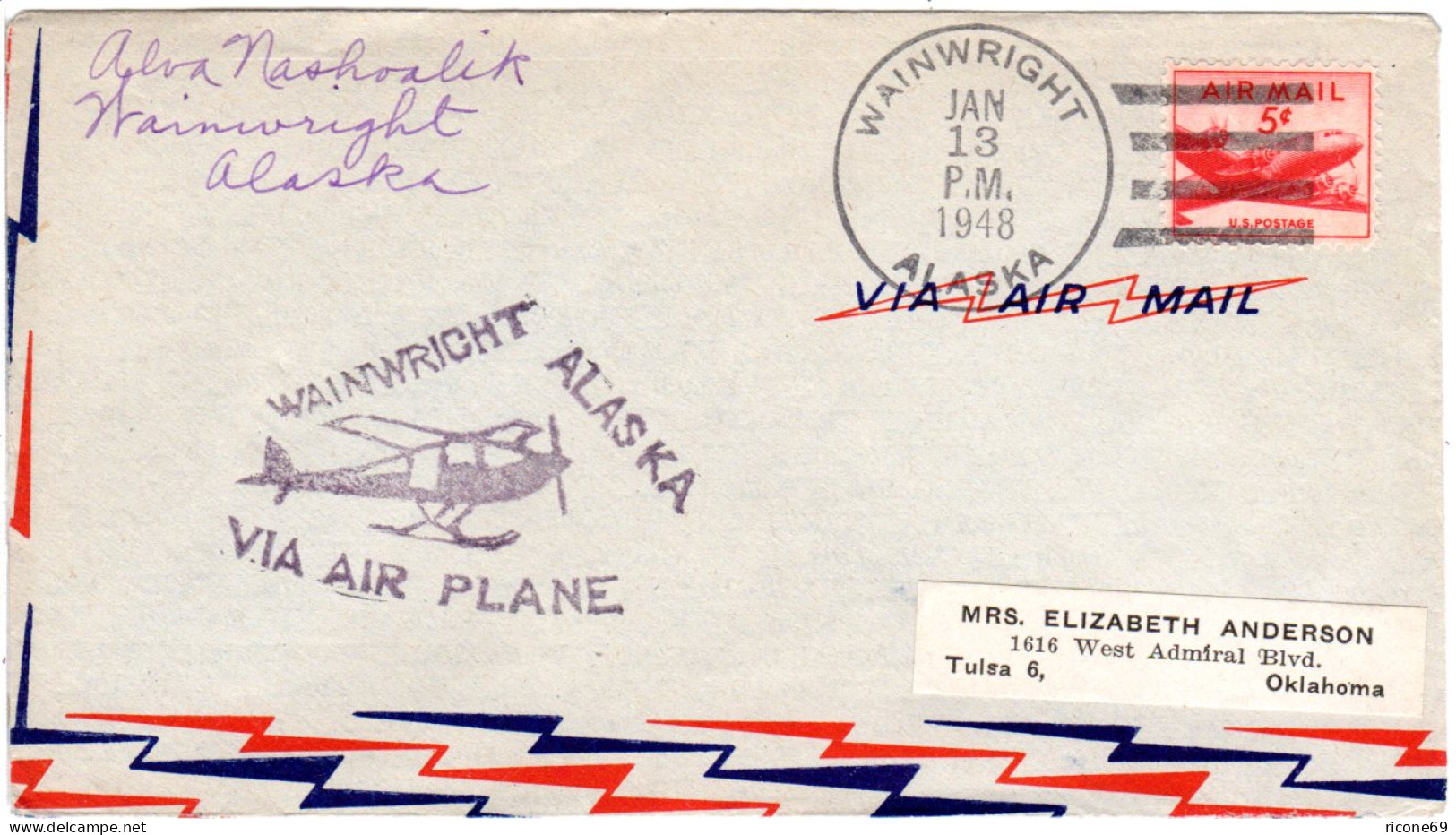 USA 1948, Wainwright Alaska Flight Cover With 5 C. - Other & Unclassified