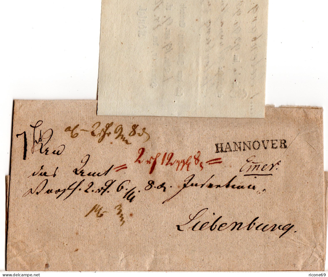 1827, L1 Hannover Auf Nachnahme Brief N. Liebenburg M. Angehefteter Quittung  - Hanover