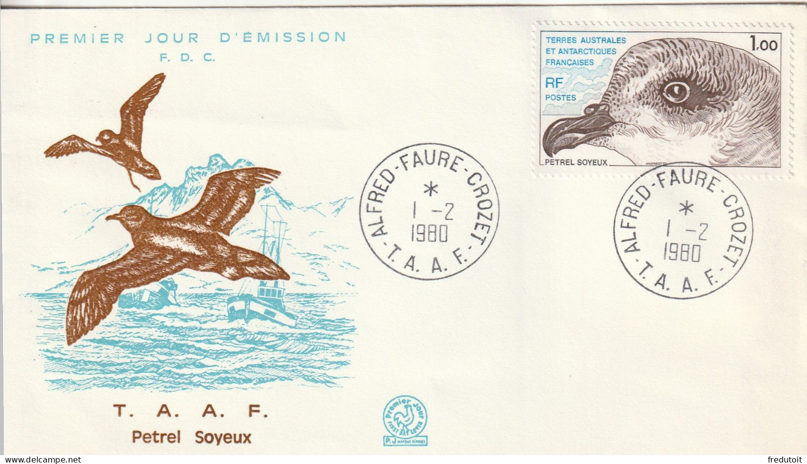 FDC - TAAF - N°82  (1979) Oiseaux : Pétrel Soyeux - FDC