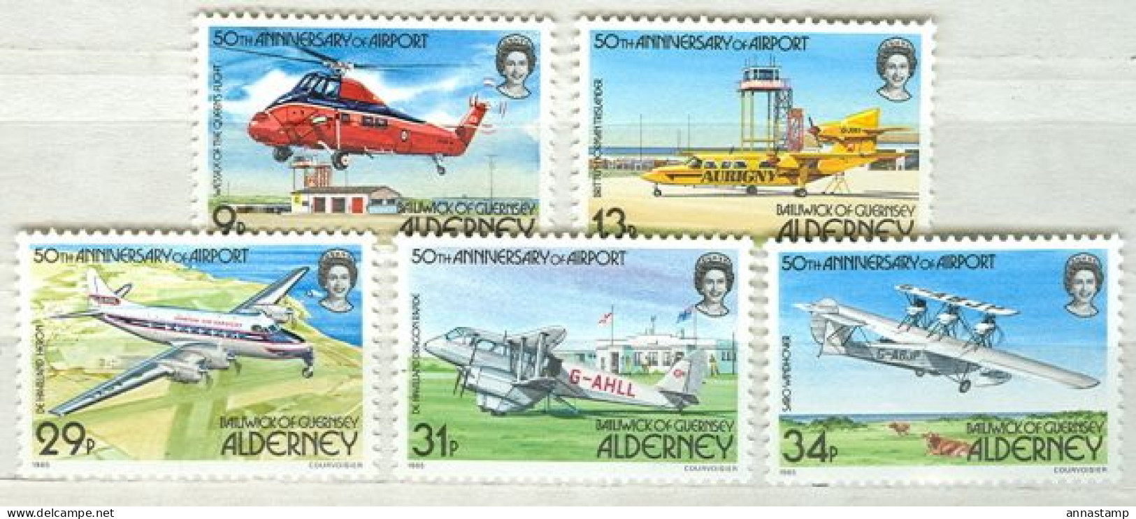 Alderney MNH Set - Airplanes