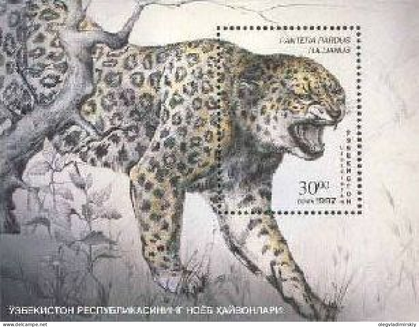Uzbekistan 1997 Snow Leopard Block MNH - Félins