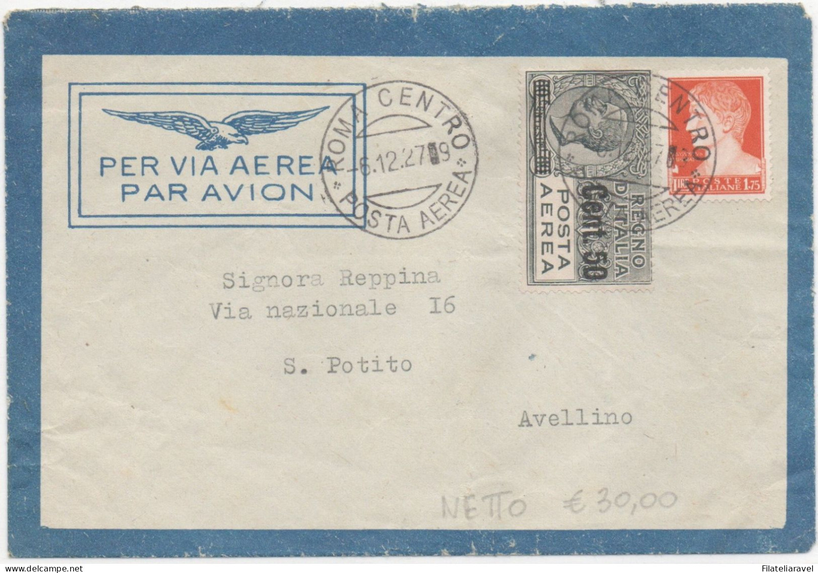 Regno - Lotticino Di Storia Postale Di Posta Aerea N. 3 Lettere - Marcophilie (Avions)