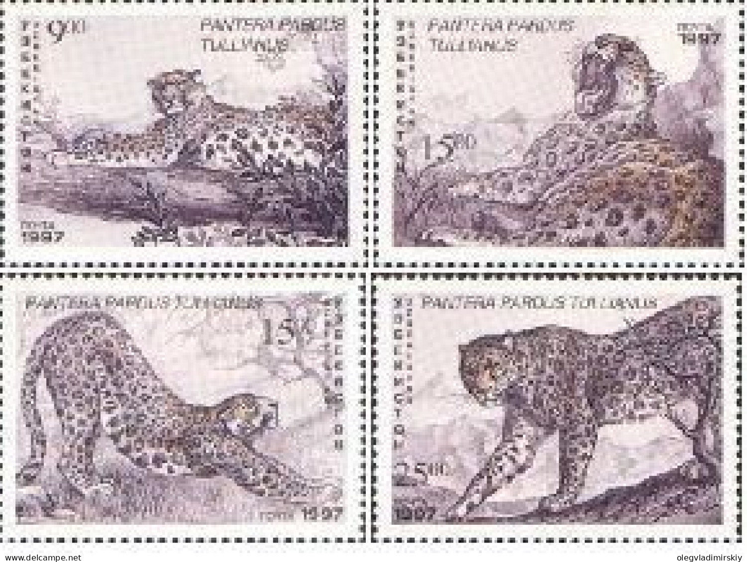 Uzbekistan 1997 Snow Leopard Set Of 4 Stamps MNH - Félins