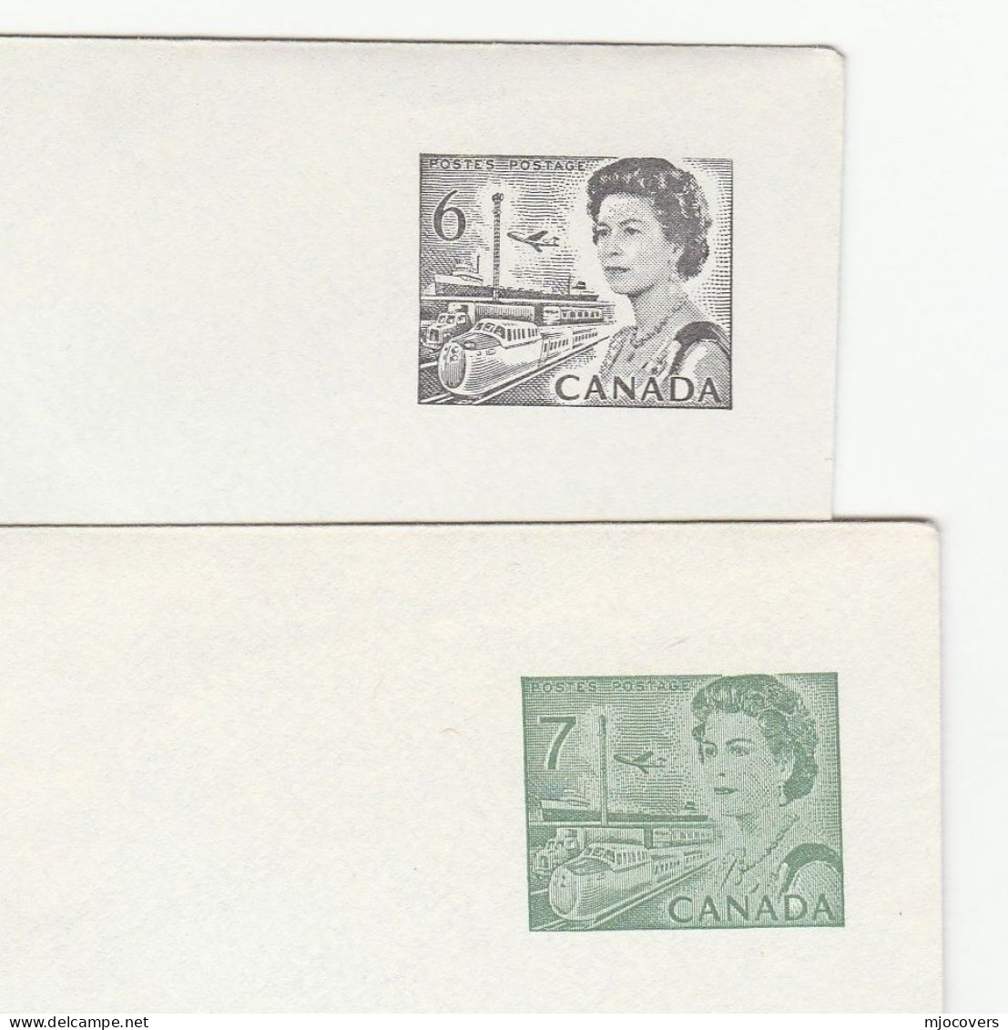 TRAIN  6c & 7c POSTAL STATIONERY Covers CANADA  Stamps Cover Railway - 1953-.... Reinado De Elizabeth II
