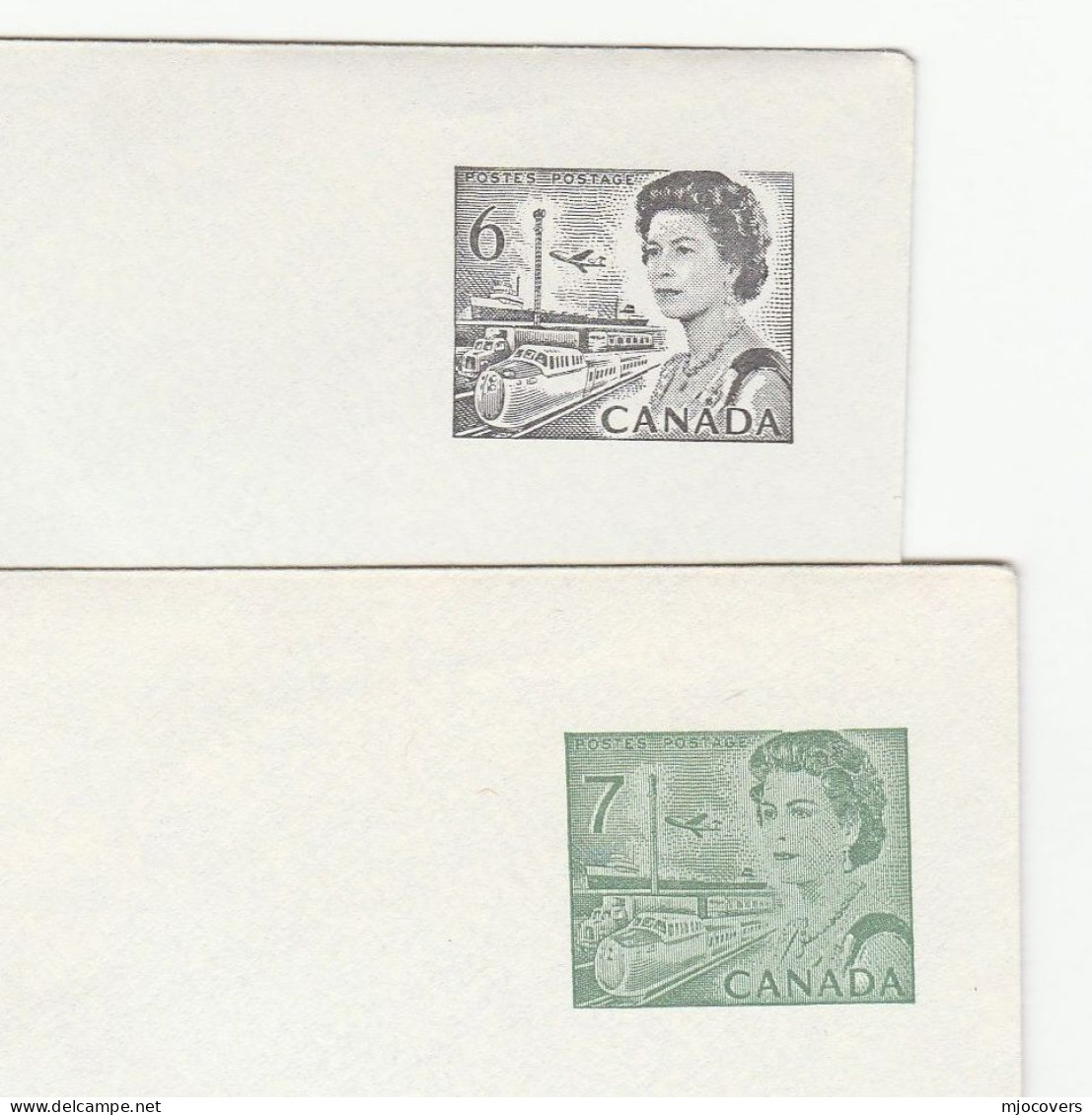 TRAIN  6c & 7c POSTAL STATIONERY Covers CANADA  Stamps Cover Railway - 1953-.... Elizabeth II