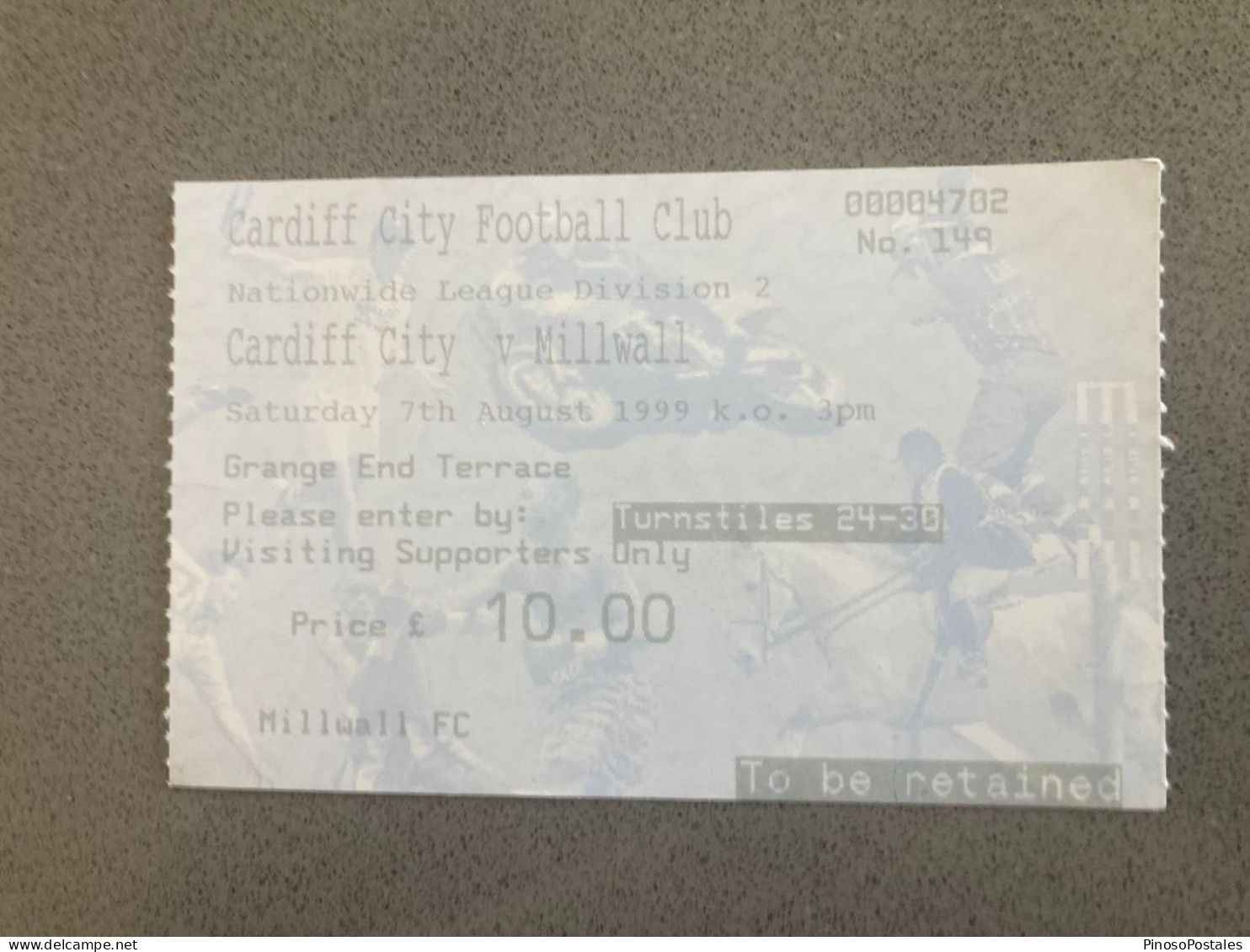 Cardiff City V Millwall 1999-00 Match Ticket - Eintrittskarten