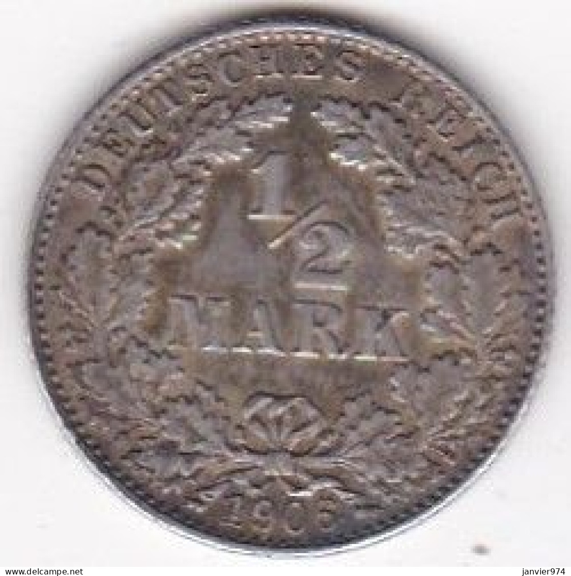 Empire. 1/2 Mark 1906 D MUNICH, En Argent - 1/2 Mark