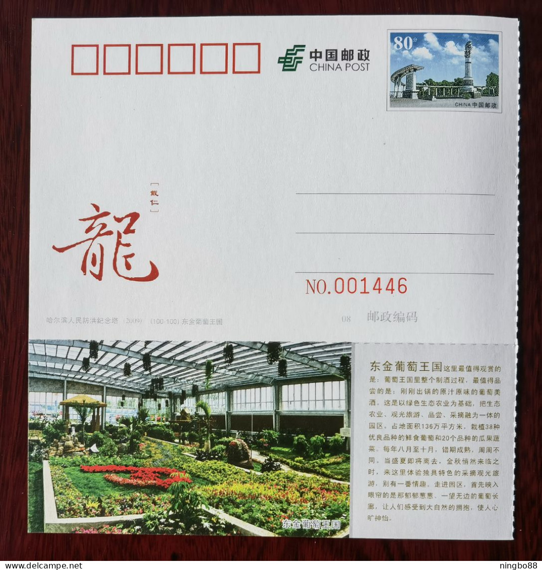 Fruit Grape,China 2010 Heilongjiang Province Top 100 The Most Worthwhile Attractions Dongjin Grape Kingdom Advert PSC - Fruits