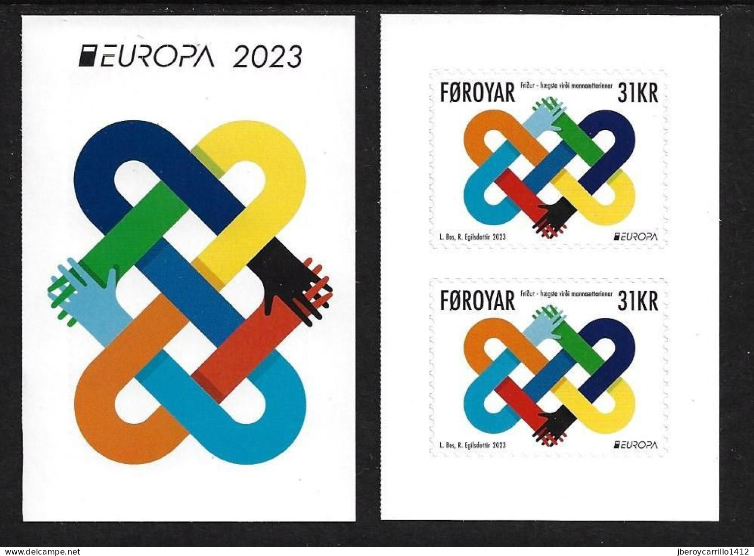 FEROE ISLANDS /FAROE /FÄROER /FØRØYAR /FÉROÉ -EUROPA 2023-"PEACE –The Highest Value Of Humanity"- PAREJA VERTICAL Tipo C - 2023