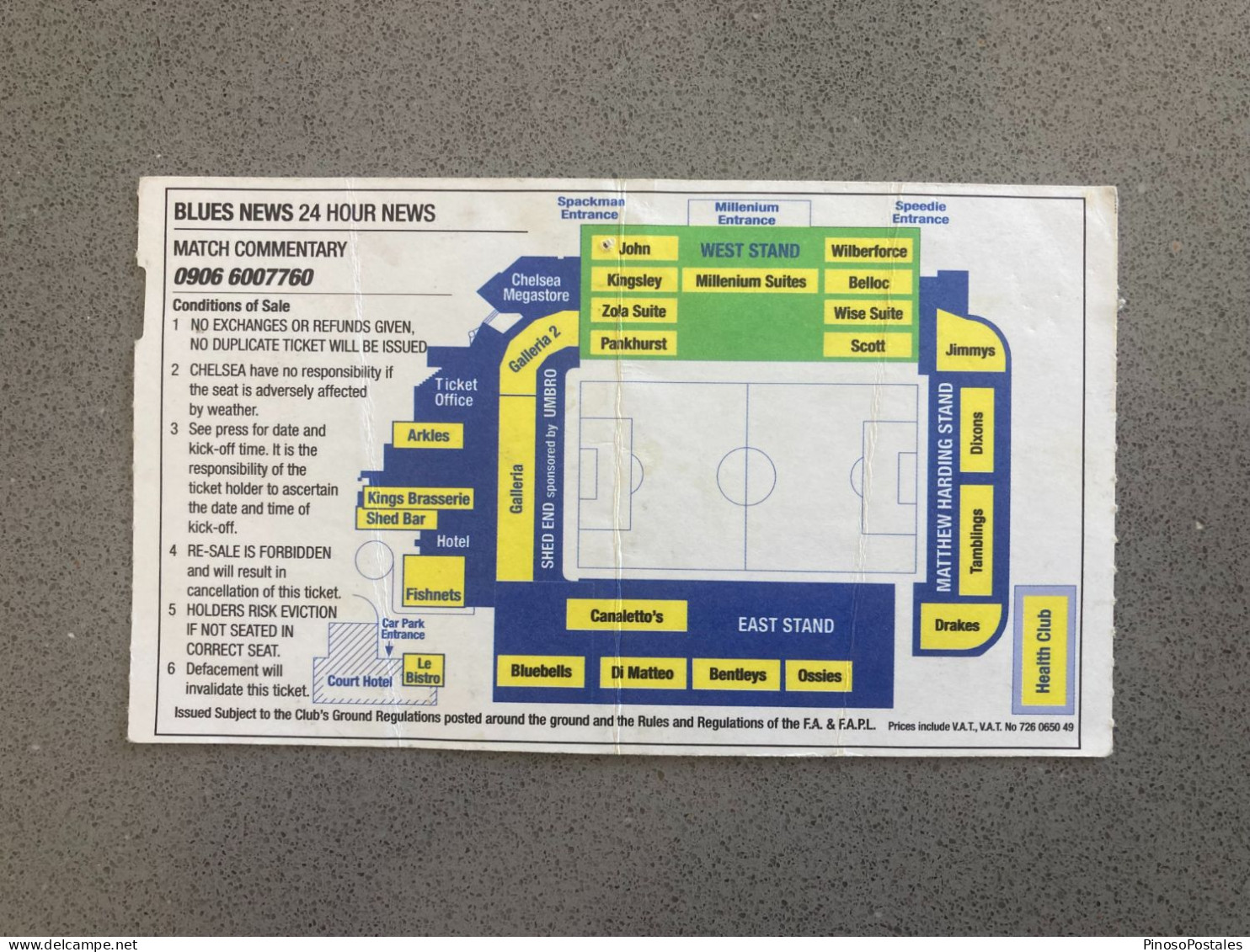 Chelsea V West Ham United 2004-05 Match Ticket - Eintrittskarten