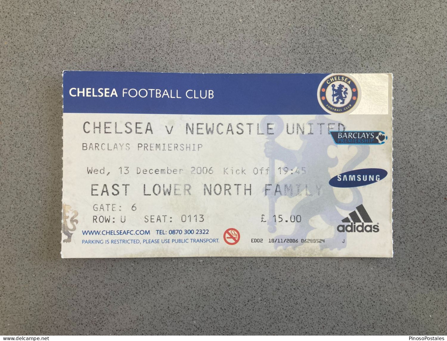 Chelsea V Newcastle United 2006-07 Match Ticket - Match Tickets