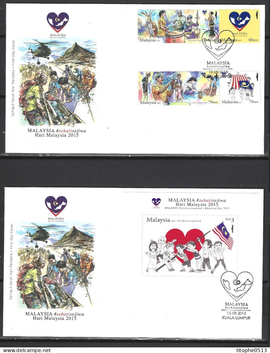 MALAISIE. N°1795-8 + BF 192 De 2015 Sur 2 Enveloppes 1er Jour. Unité Malaise. - Malaysia (1964-...)