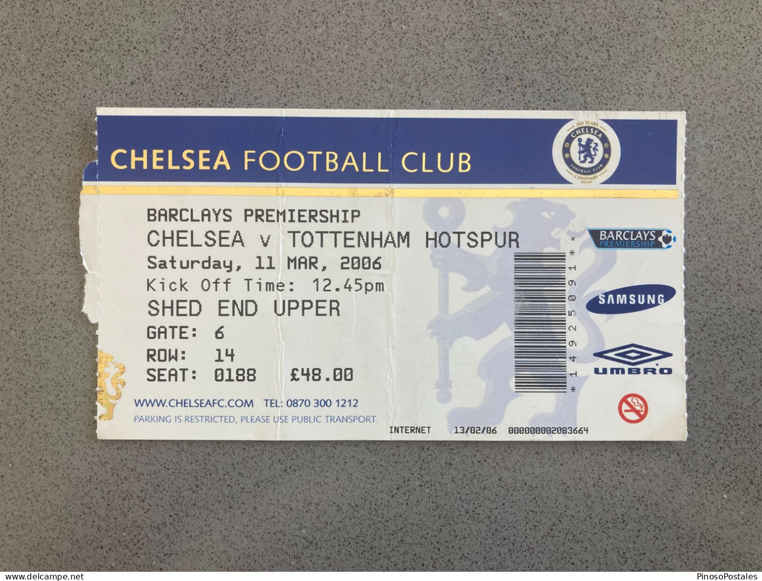 Chelsea V Tottenham Hotspur 2005-06 Match Ticket - Eintrittskarten