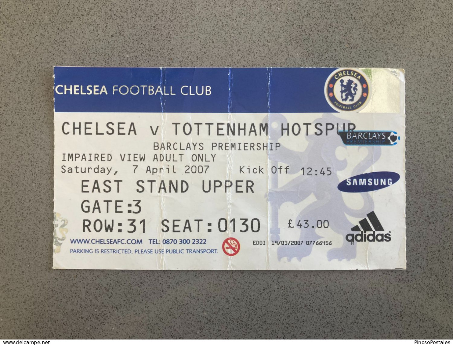 Chelsea V Tottenham Hotspur 2006-07 Match Ticket - Eintrittskarten