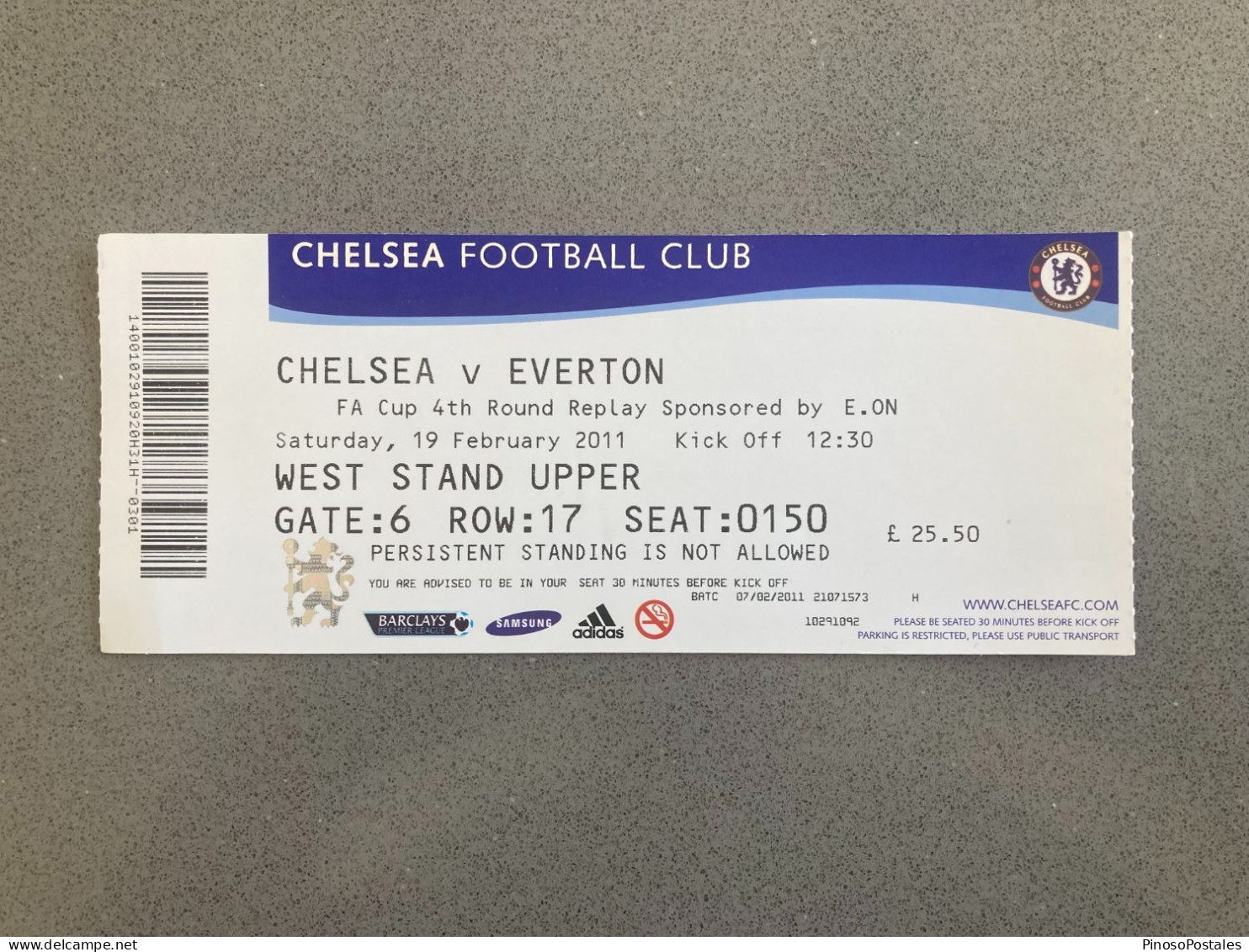 Chelsea V Everton 2010-11 Match Ticket - Match Tickets