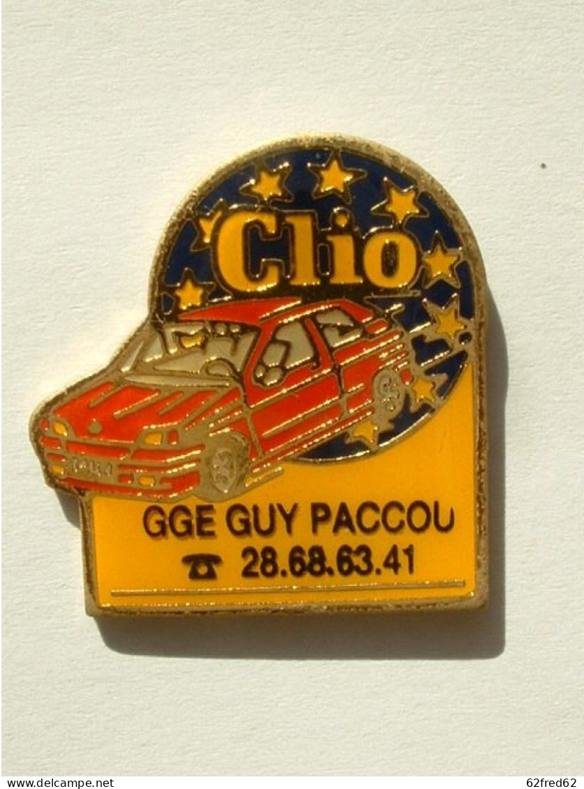 PIN'S RENAULT CLIO - GGE GUY PACCOU - ROND - Renault