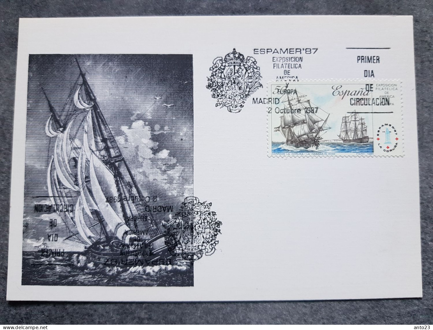 1987  ESPAMER 87  Ship Ships America SPD FDC Spain - FDC