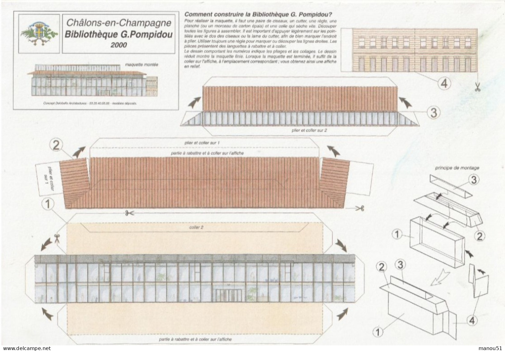 CHALONS Sur MARNE - Lot De 4 Planches à Découper - Bâtiments Publics Et Eglise - Modelos De Papel / Lasercut