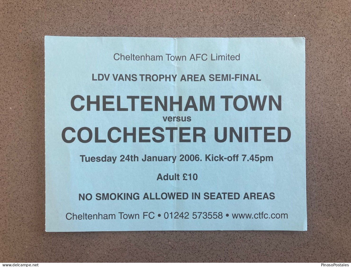 Cheltenham Town V Colchester United 2005-06 Match Ticket - Eintrittskarten