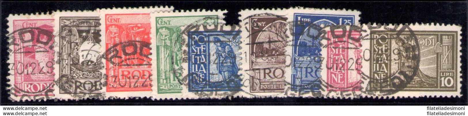 1929 Egeo, Serie Pittorica , Dentellata 11 , N° 3/11 , 9 Valori , USATA , Certi - Aegean