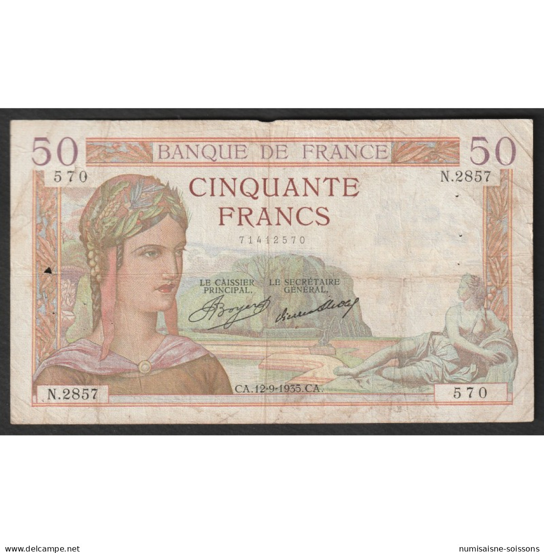 FAY 17/16 - 50 FRANCS CERES - 12/09/1935 - PICK 81 - TB - 50 F 1934-1940 ''Cérès''