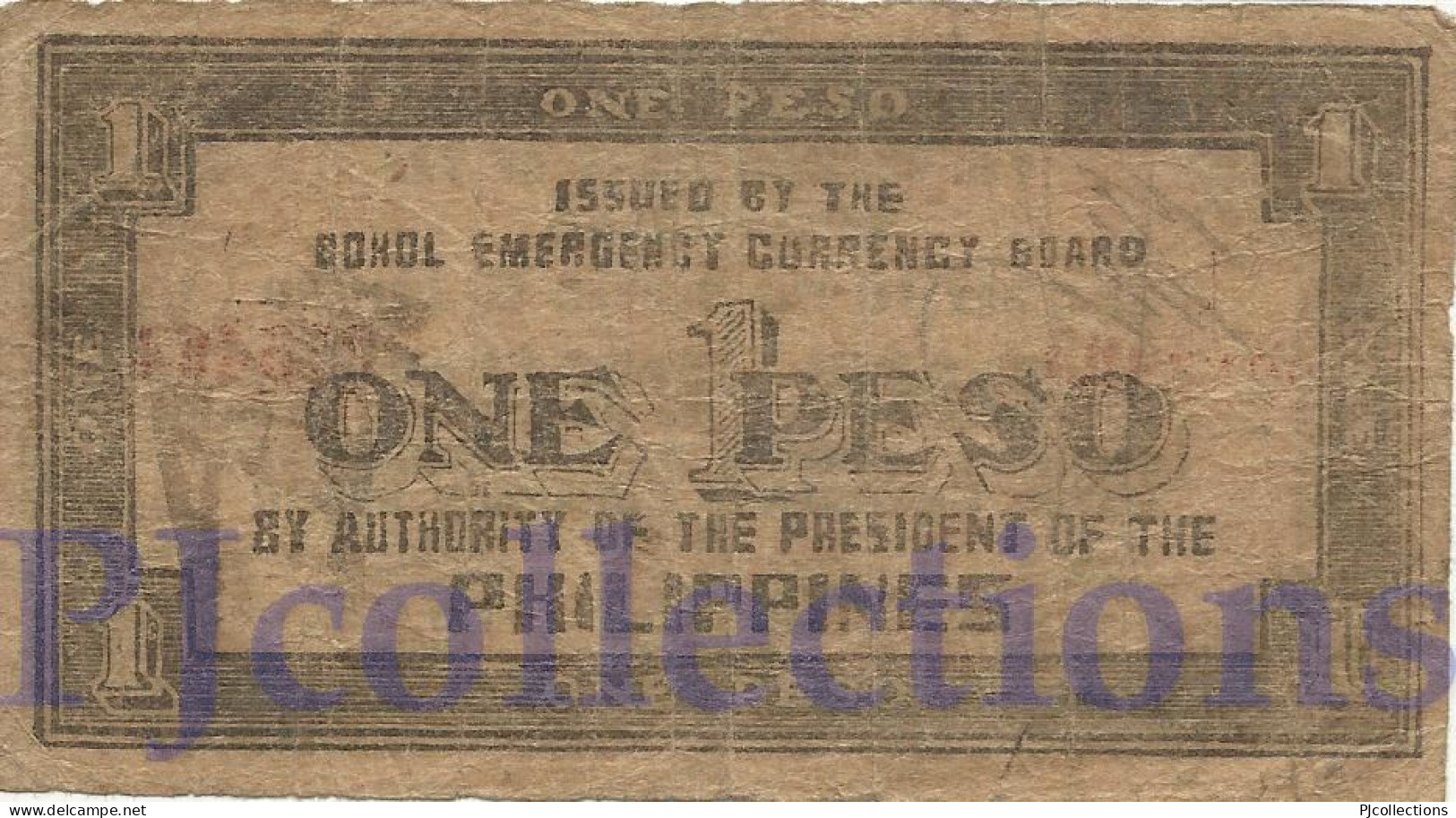 PHILIPPINES 1 PESO 1943 PICK S139b FINE EMERGENCY BANKNOTE - Philippines