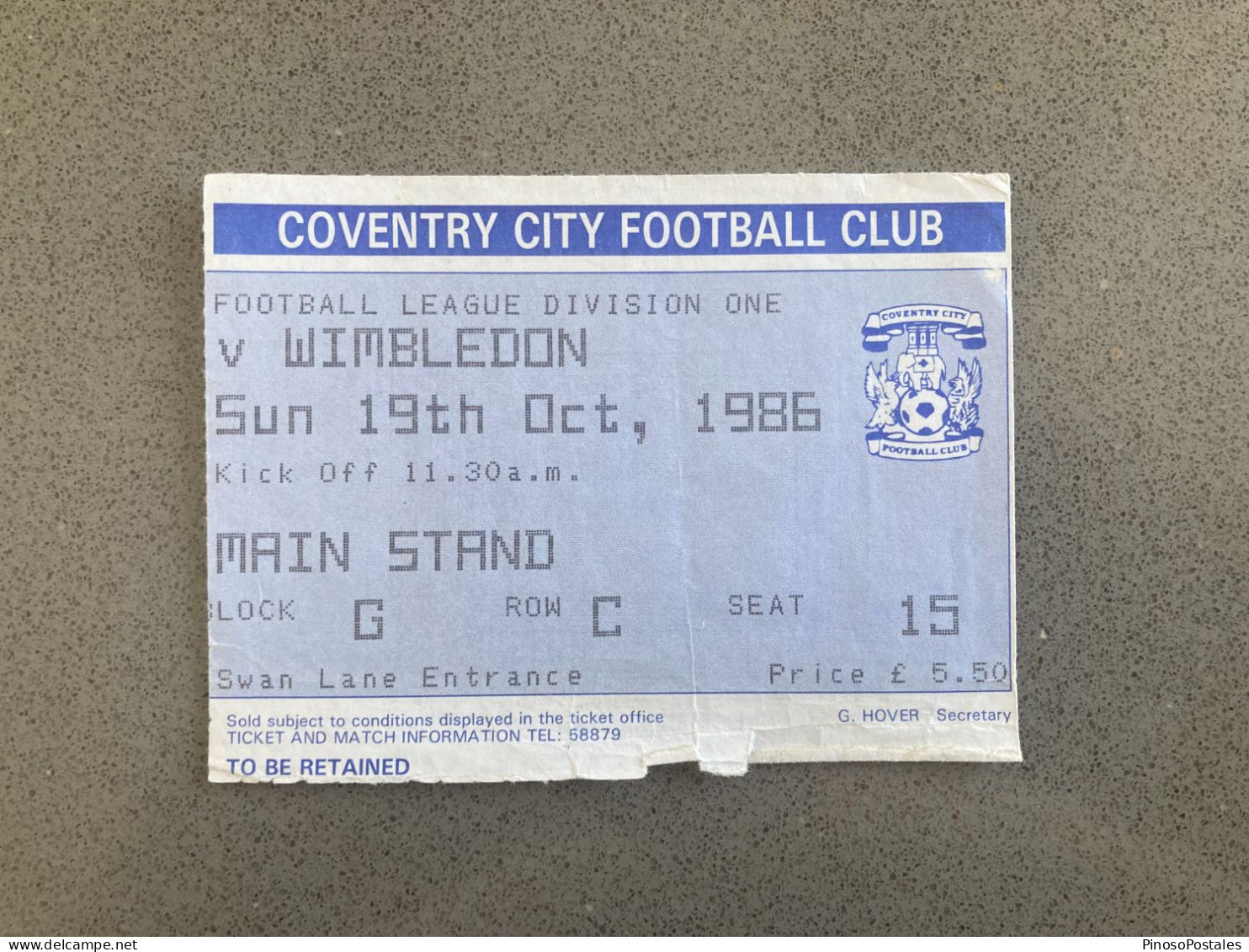 Coventry City V Wimbledon 1986-87 Match Ticket - Eintrittskarten