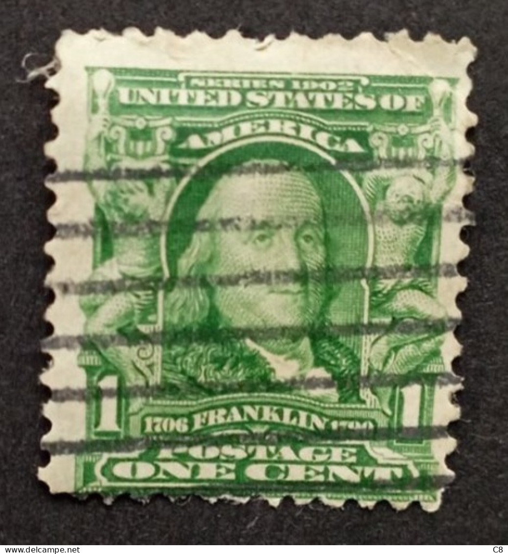 USA Benjamin Franklin 1 Cent Vert - 1903/1913 - Perforation Linéaire 12 - Usados