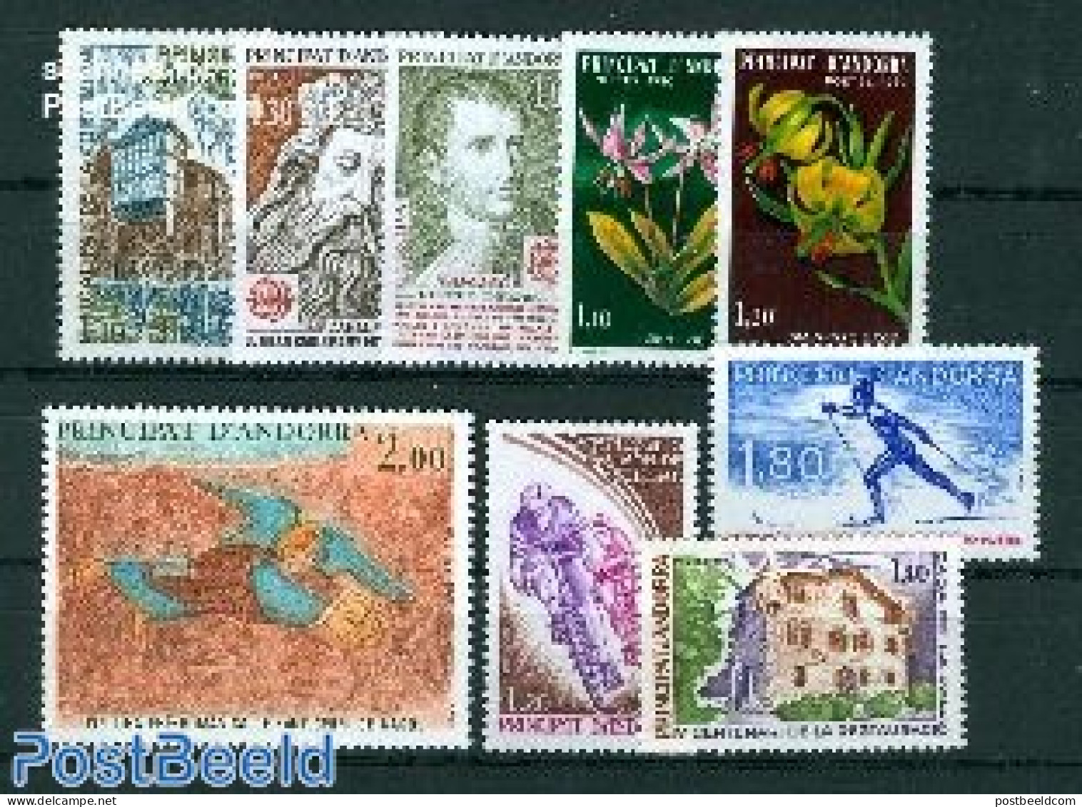 Andorra, French Post 1980 Yearset 1980, Complete, 9v, Mint NH, Various - Yearsets (by Country) - Neufs