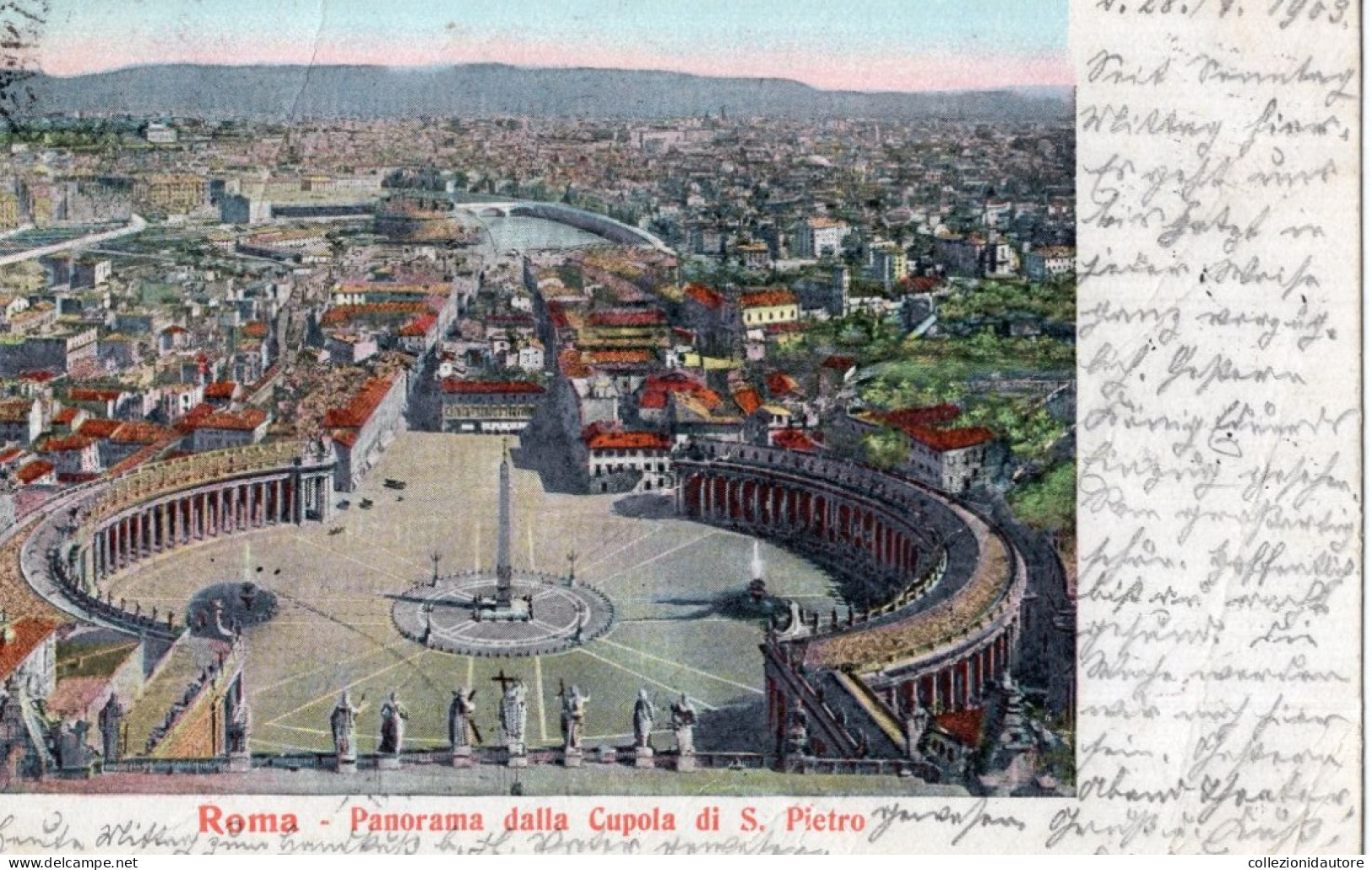 ROMA - PANORAMA DALLA CUPOLA DI SAN PIETRO - CARTOLINA FP SPEDITA NEL 1903 - Multi-vues, Vues Panoramiques