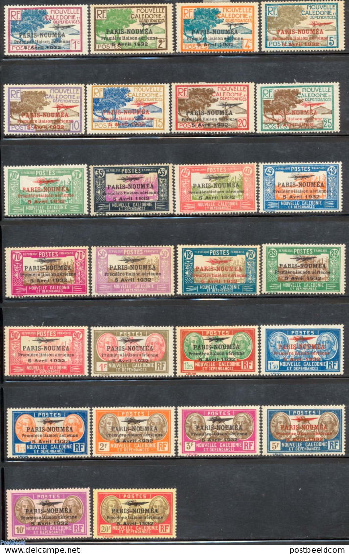 New Caledonia 1933 Paris-Noumea Flight 26v, Mint NH, Transport - Aircraft & Aviation - Unused Stamps