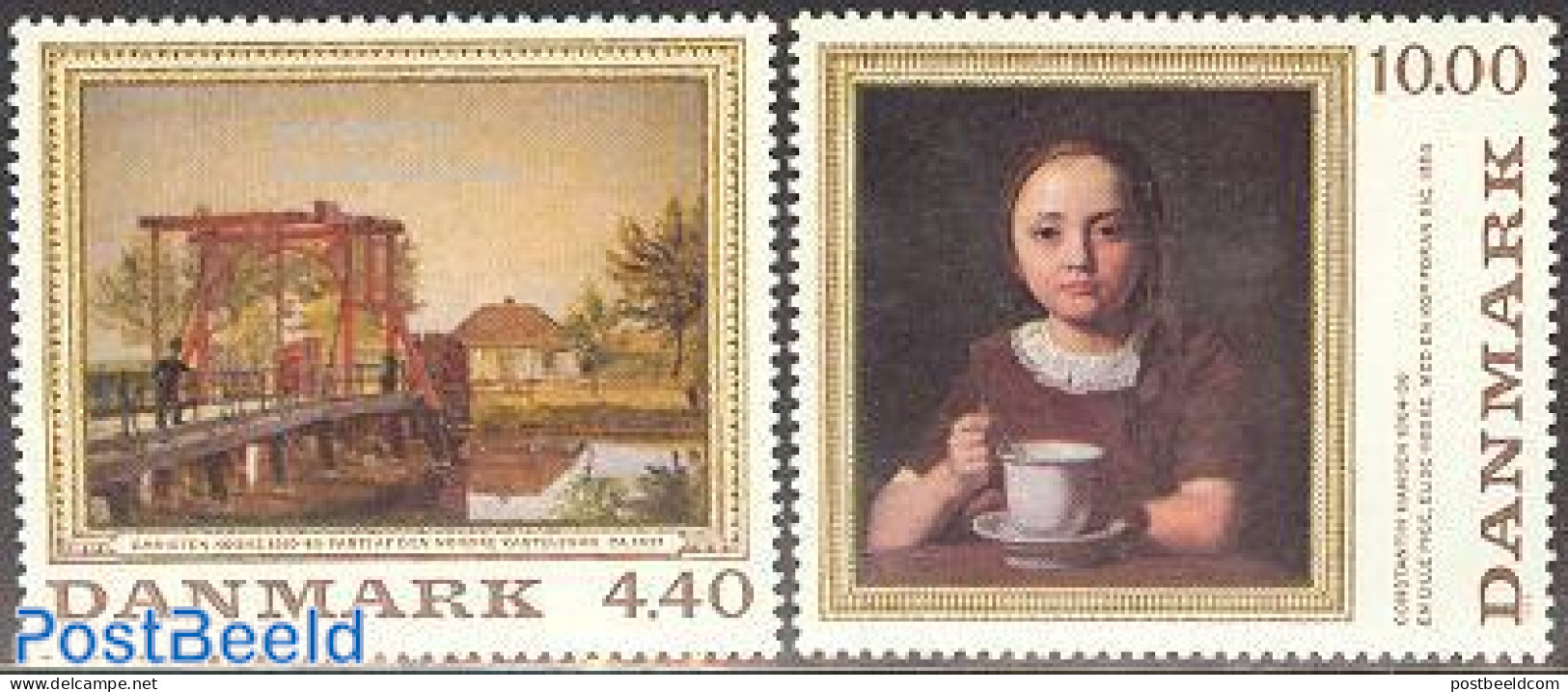 Denmark 1989 Paintings 2v, Mint NH, Art - Bridges And Tunnels - Paintings - Ongebruikt