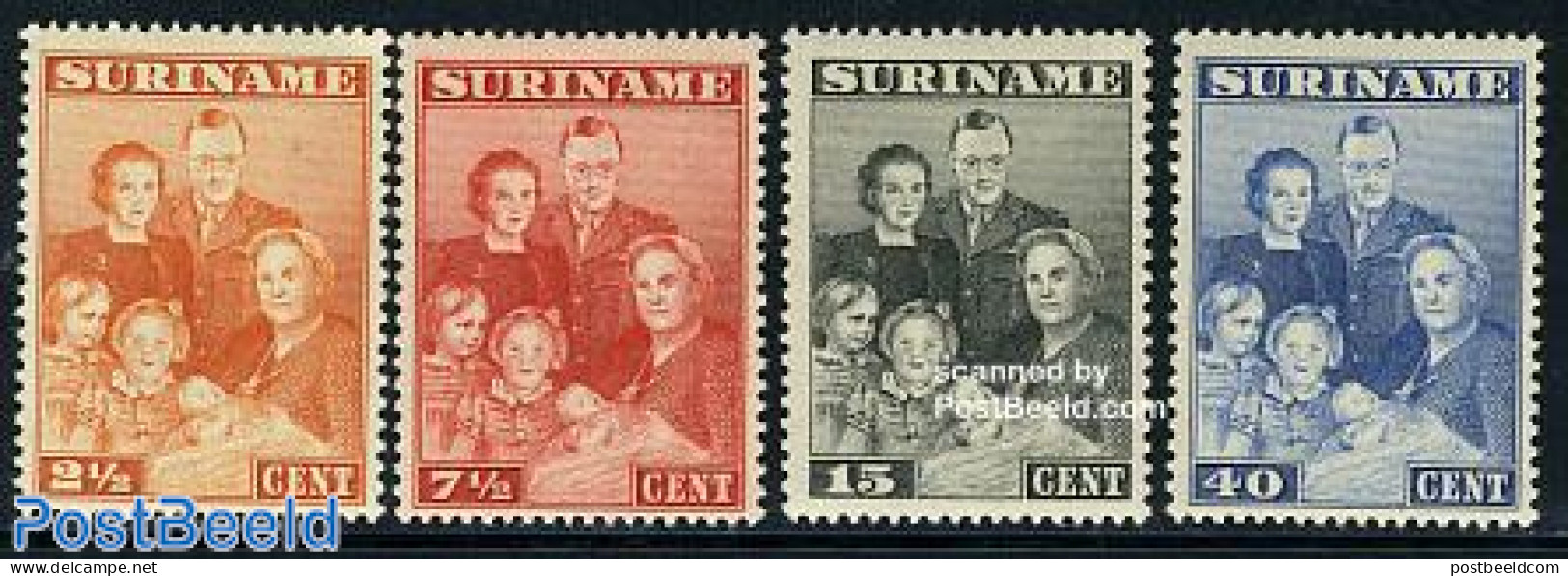 Suriname, Colony 1943 Royal Family 4v, Mint NH, History - Kings & Queens (Royalty) - Familias Reales