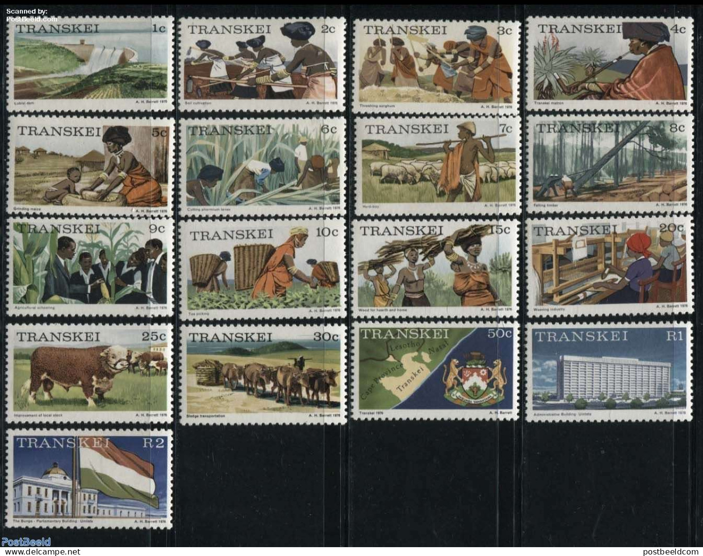 South Africa, Transkei 1976 Definitives 17v, Mint NH, Nature - Various - Animals (others & Mixed) - Textiles - Textiel