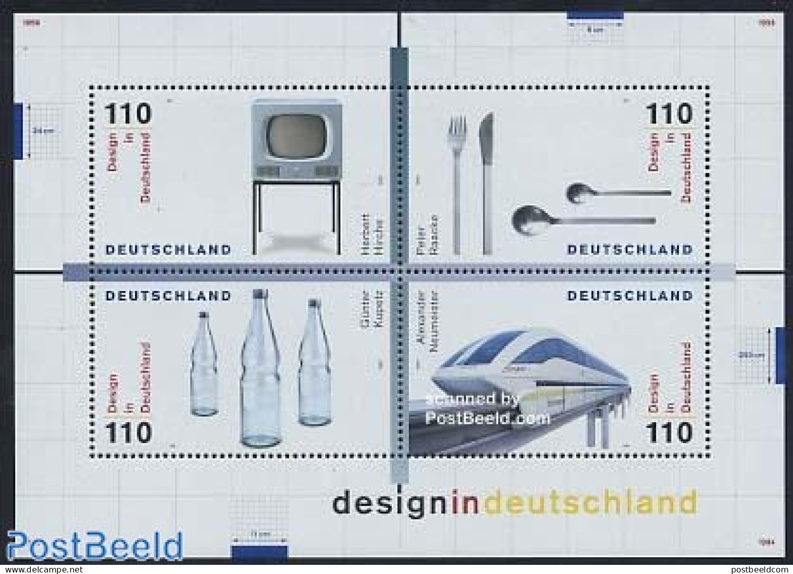Germany, Federal Republic 1999 Design S/s, Mint NH, Transport - Railways - Art - Art & Antique Objects - Industrial De.. - Ungebraucht