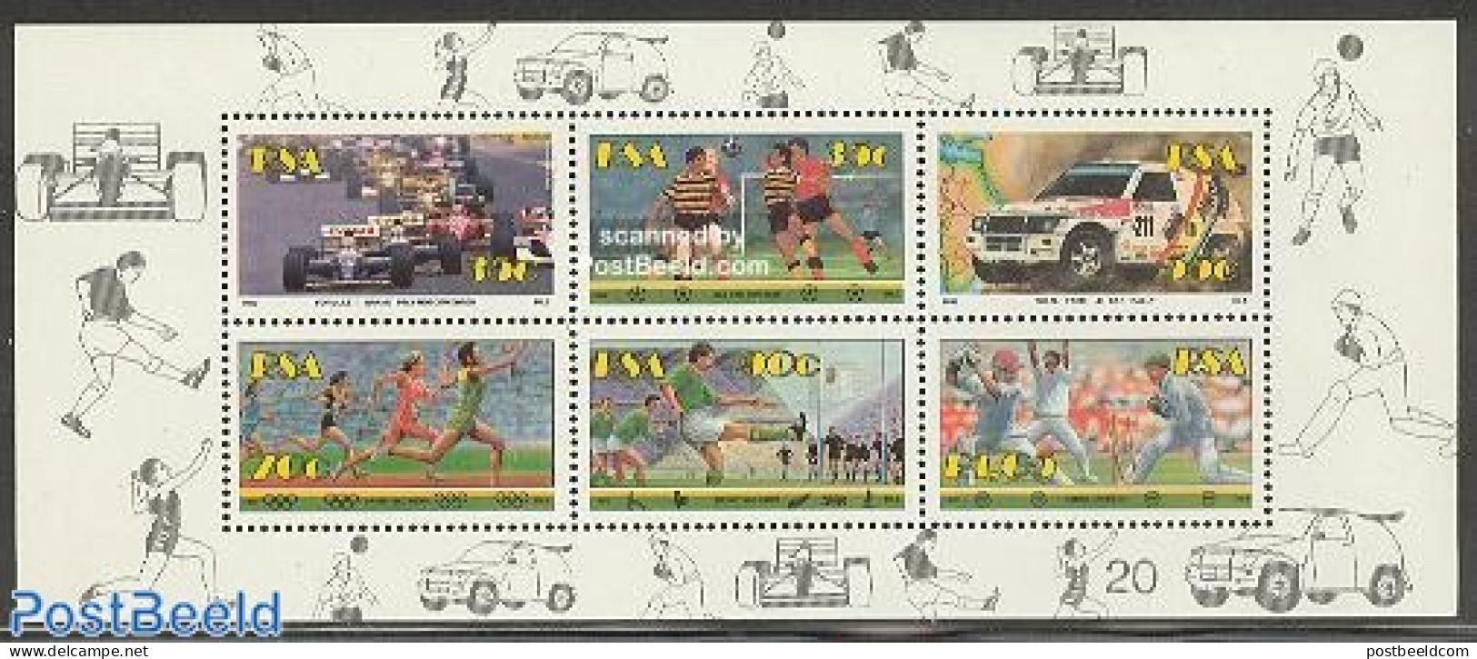 South Africa 1992 Sports S/s, Mint NH, Sport - Transport - Autosports - Cricket - Rugby - Sport (other And Mixed) - Au.. - Nuevos
