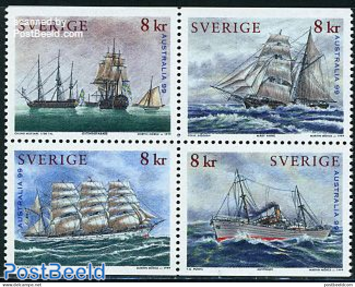 Sweden 1999 Australia 4v, Mint NH, Transport - Ships And Boats - Unused Stamps