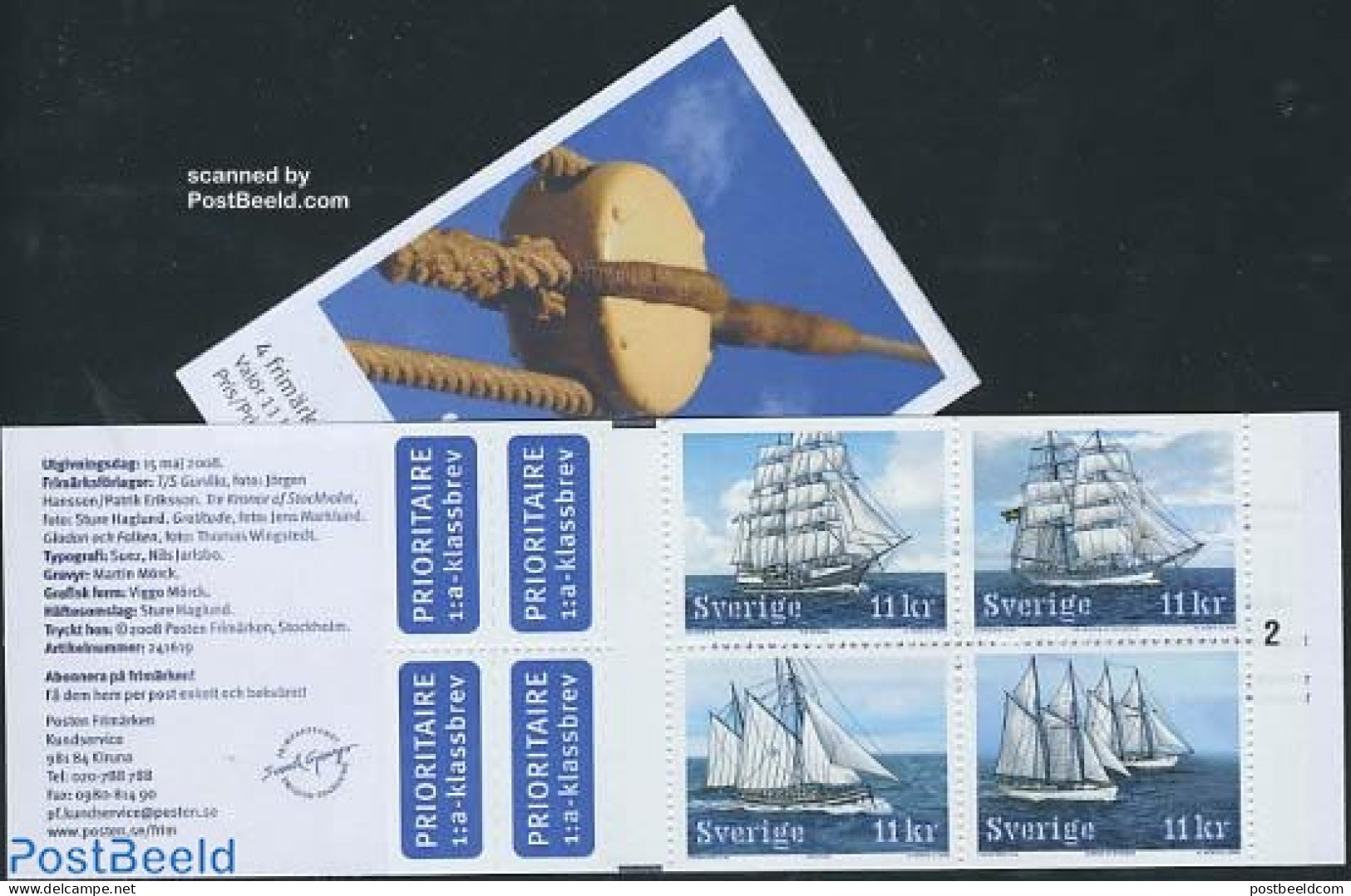Sweden 2008 Sailing Ships 4v In Booklet, Mint NH, Transport - Ships And Boats - Unused Stamps