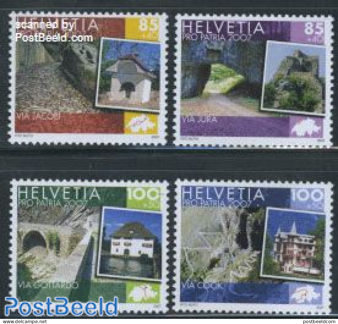 Switzerland 2007 Pro Patria, Roads 4v, Mint NH, Various - Maps - Art - Architecture - Unused Stamps