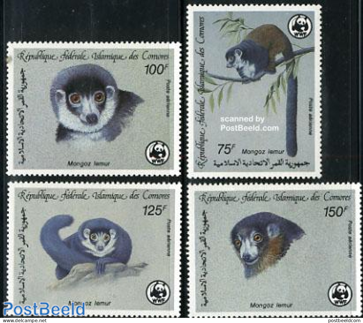 Comoros 1987 WWF, Mongoz Lemur 4v, Mint NH, Nature - Animals (others & Mixed) - World Wildlife Fund (WWF) - Komoren (1975-...)