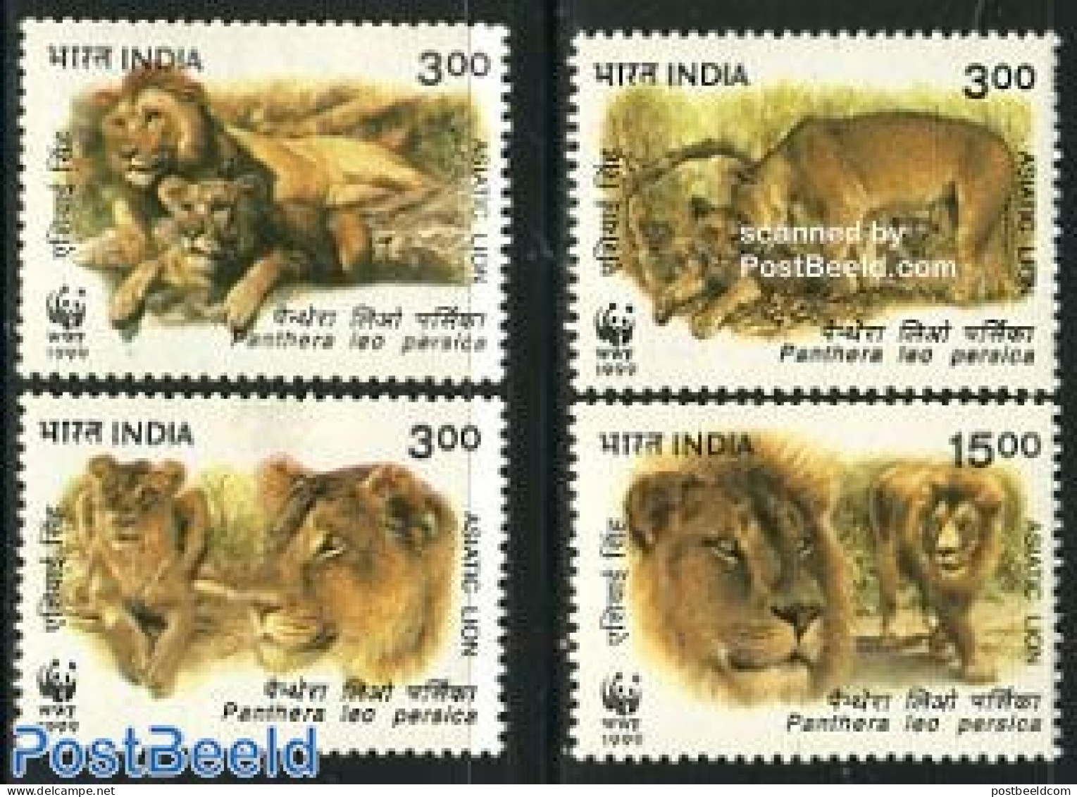 India 1999 WWF, Lion 4v, Mint NH, Nature - Animals (others & Mixed) - Cat Family - World Wildlife Fund (WWF) - Neufs